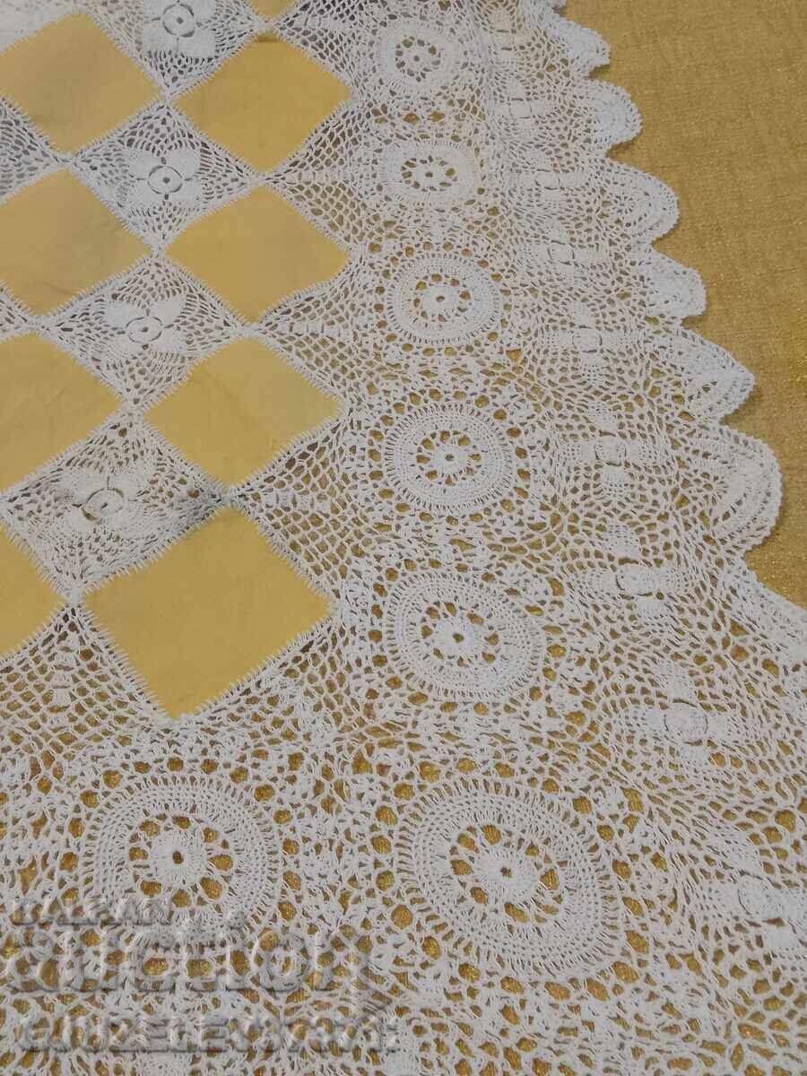 Cuvertură de pat lucrată manual, combinând alb și galben - 6 Cuvertură de pat lucrată manual, combinând alb și galben - 6