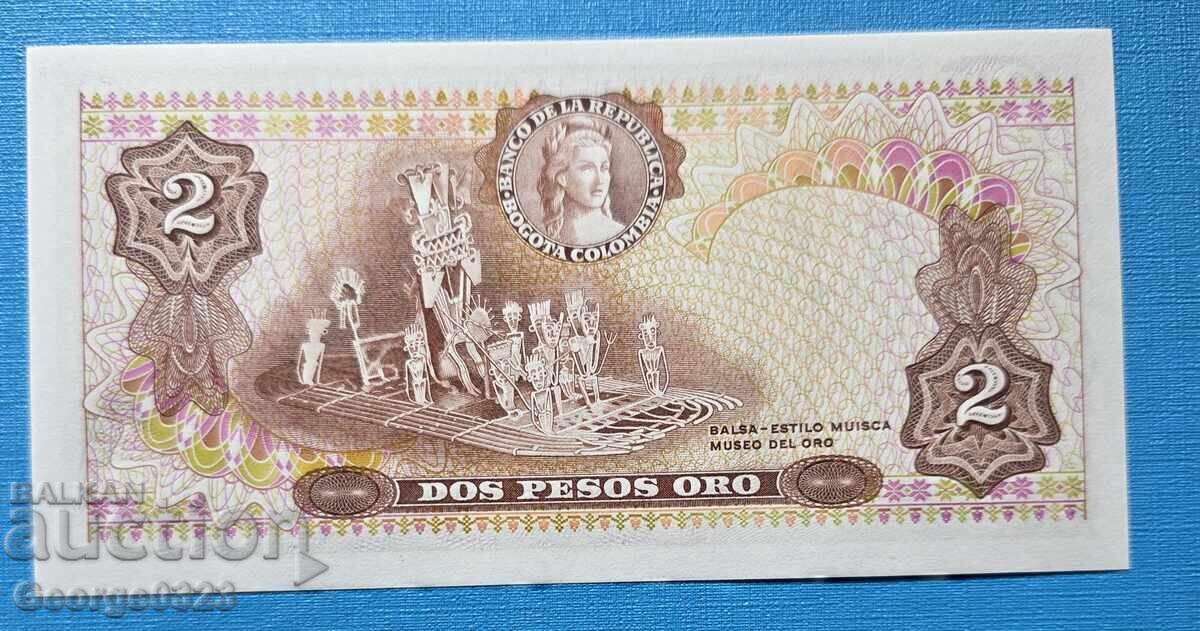 Колумбия 1977 2 песо UNC Нова с цена € 6.00 | 11.74 лв.
