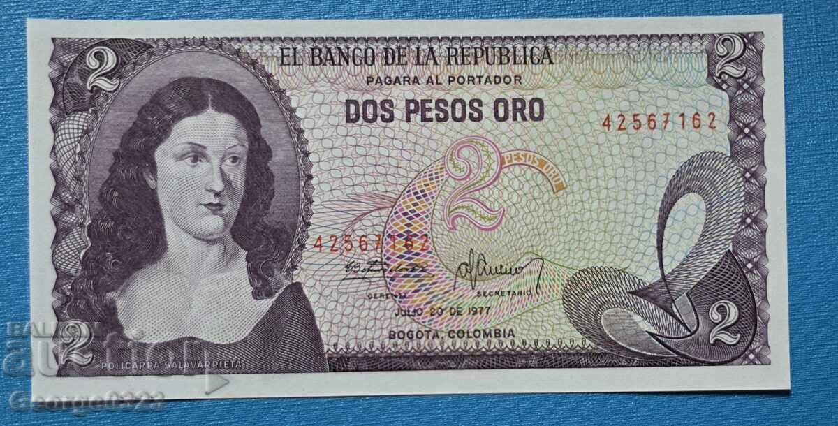 Колумбия 1977 2 песо UNC Нова