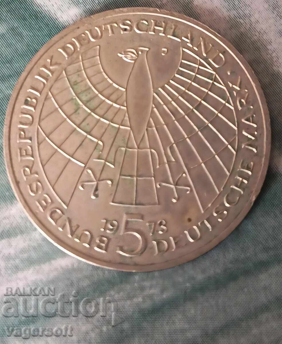 GERMANIA 5 TIMBRIE 1973, ARGINT, NICOLAS COPERNIC, MONEDE, MONEDE