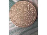 ГЕРМАНИЯ 5 МАРКИ 1973,СРЕБРО,НИКОЛАЙ КОПЕРНИК ,МОНЕТА,МОНЕТИ