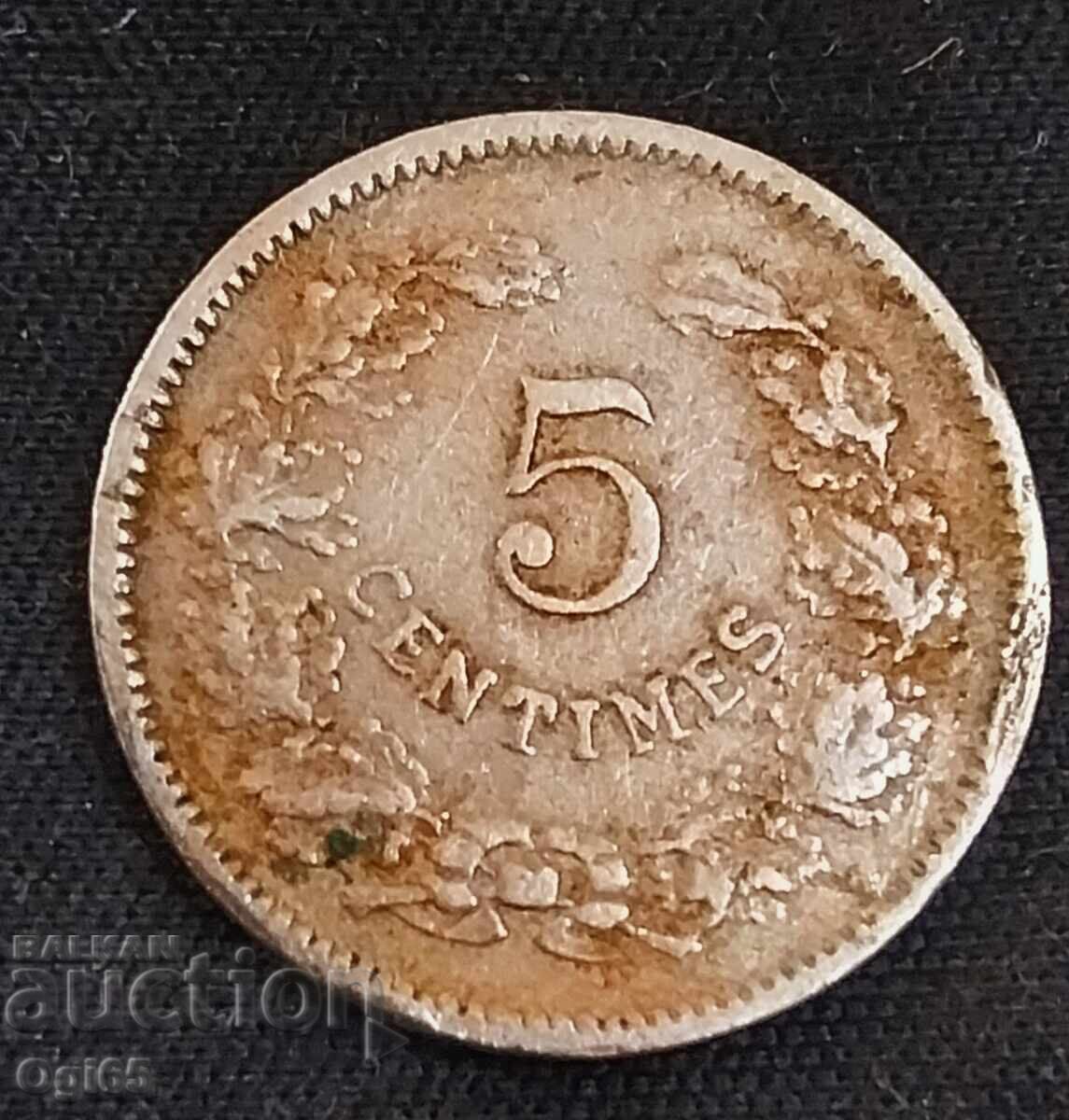 Monedă rară din Luxemburg, 5 centime, anul 1901
