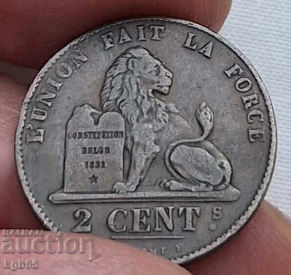 2 cenți 1849 Belgia. Rară 2 cenți 1849 Belgia. Rară