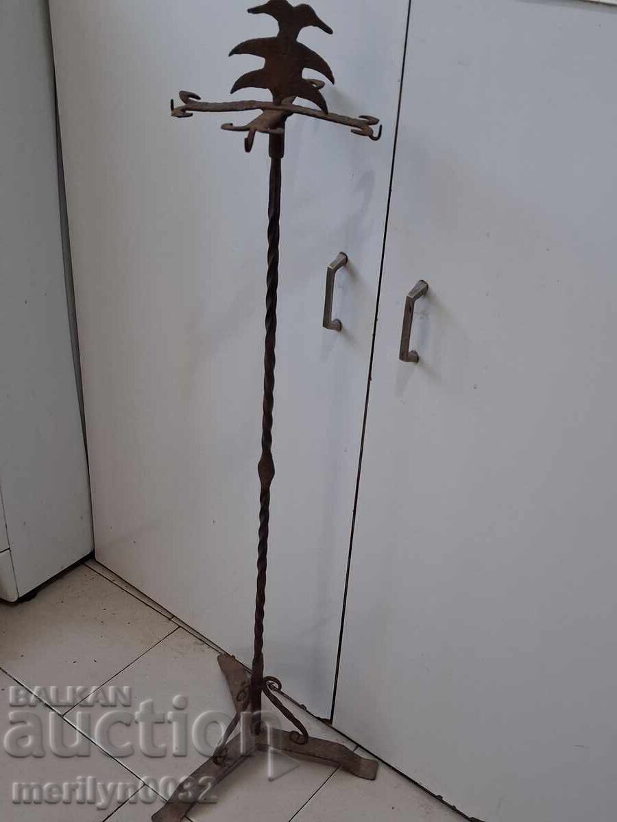 Suport pentru șemineu din fier forjat cu lopățică, clește și perie