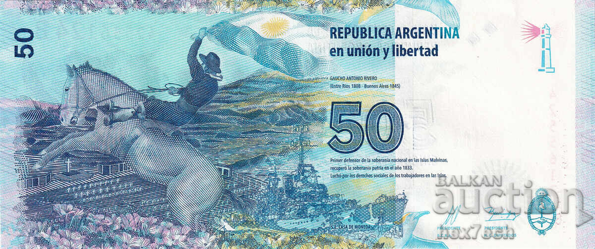 Licitație ❤️ ⭐ Argentina 2015 50 pesos comemorativă UNC nouă ⭐ ❤️