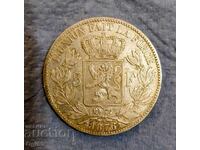 Monedă rară din argint Belgia 5 Franci 1876