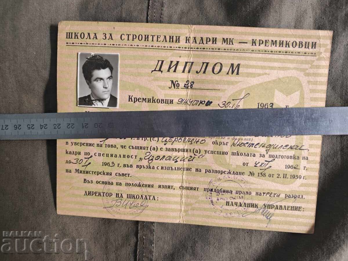 Δίπλωμα μόνωσης Σχολή Κρεμικόβτσι με τιμή € 80.00 | 156.47 BGN