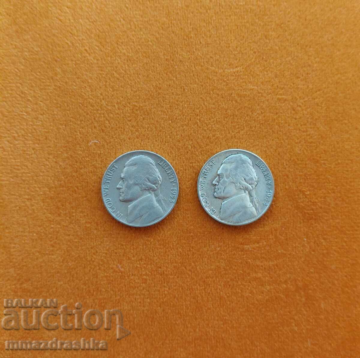 Δημοπρασία 2x5 σεντς ΗΠΑ 1944 και 1953