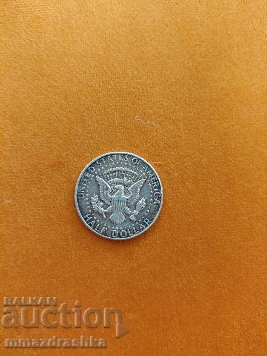 Monedă de argint Half Dollar 1964 SUA Kennedy