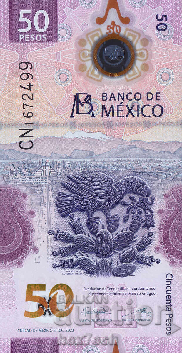 ❤️ ⭐ Mexic 2023 50 pesos polimer UNC nouă ⭐ ❤️ cu preț € 8.99 | 17.58 BGN