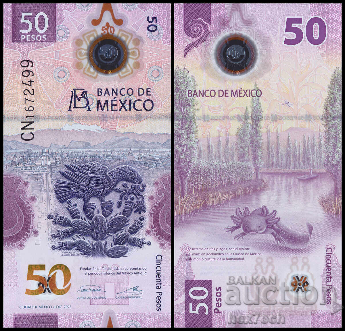 ❤️ ⭐ Mexic 2023 50 pesos polimer UNC nouă ⭐ ❤️
