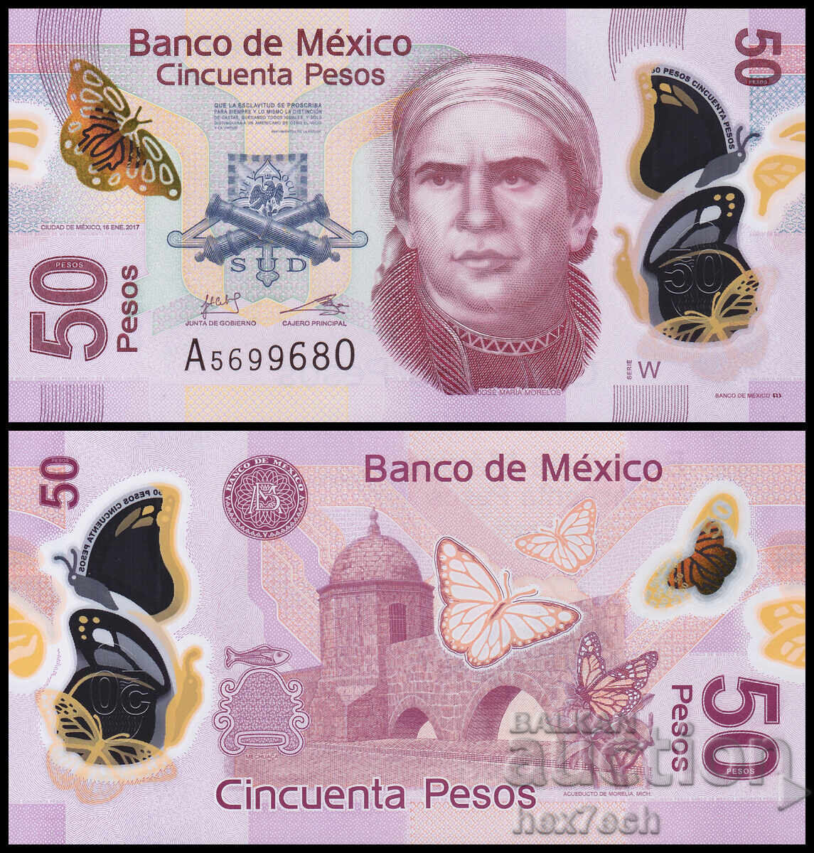 ❤️ ⭐ Mexic 2017 50 pesos polimer UNC nou ⭐ ❤️
