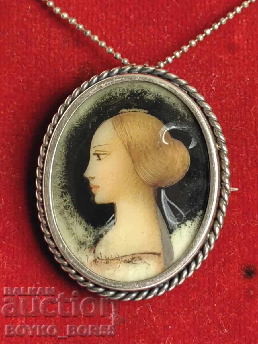 Уникален Портрет Медальон Брошка от Средата на 19 век - 6