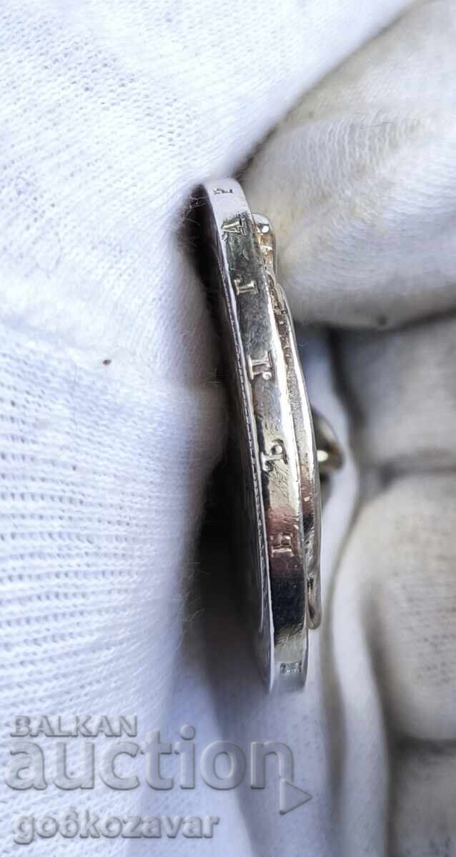 Delivery of Keychain made from an original 1885 silver 5-leva coin 0.900!