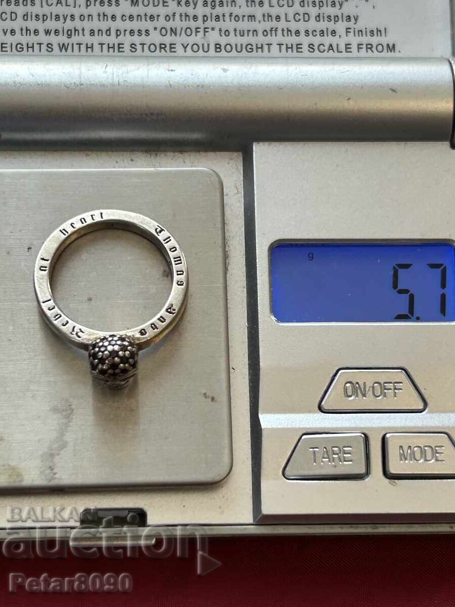 Livrarea Inel de argint de marcă Thomas Sabo cu craniu