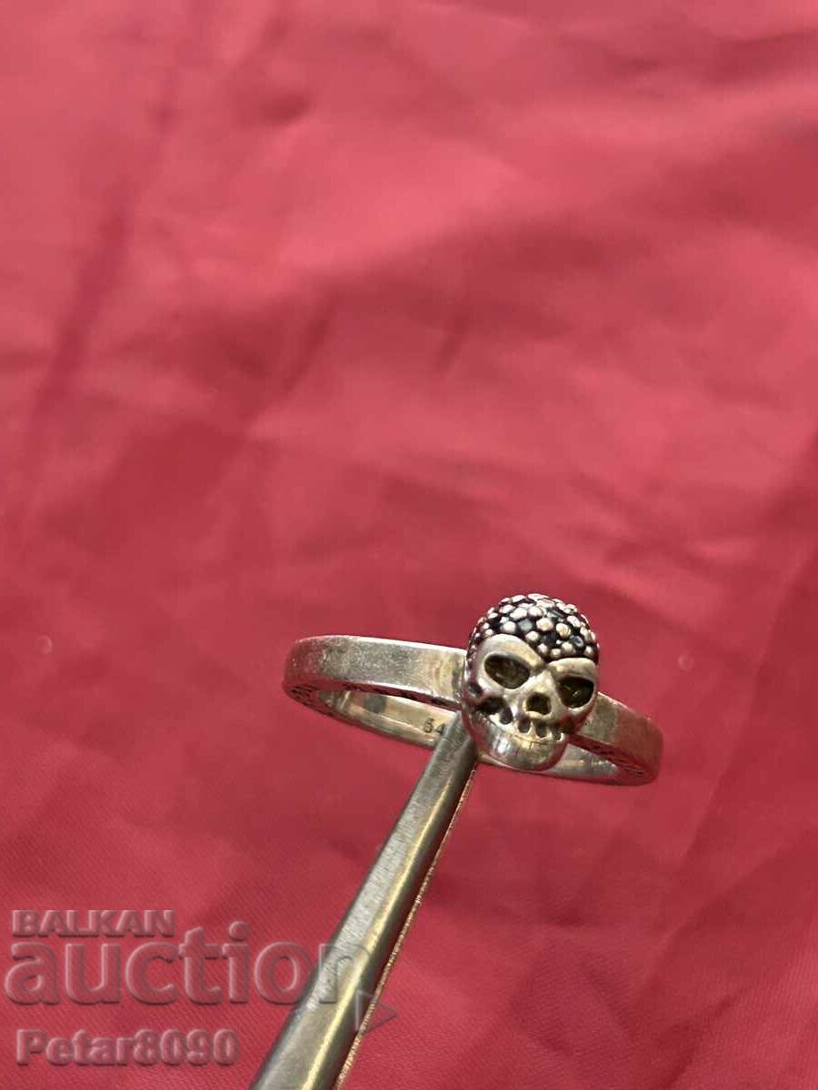 Inel de argint de marcă Thomas Sabo cu craniu