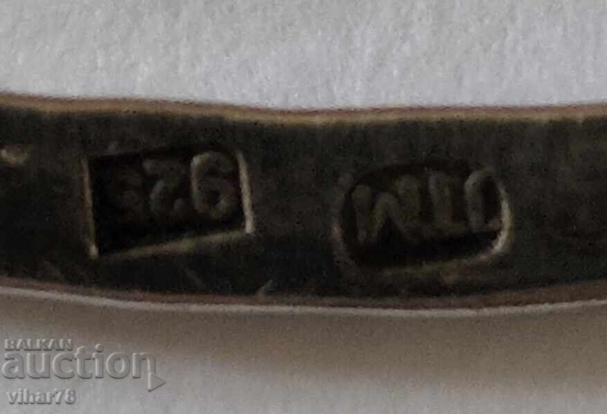 Сребърна гривна с кехлибар яйчен жълтък - 6