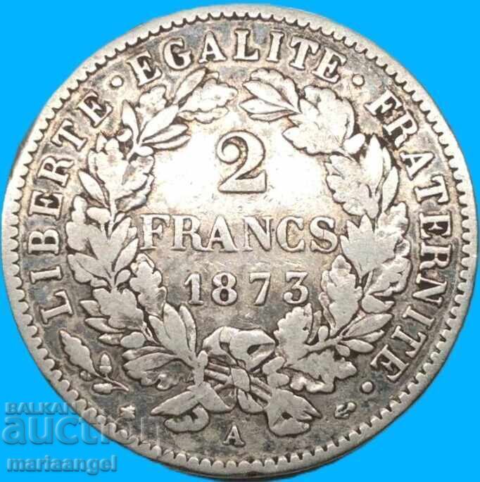 Livrarea Franța 2 franci 1873 proba 835 9.8g Ceres argint