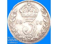3 πένες 1910 Ηνωμένο Βασίλειο Γεώργιος V ασήμι