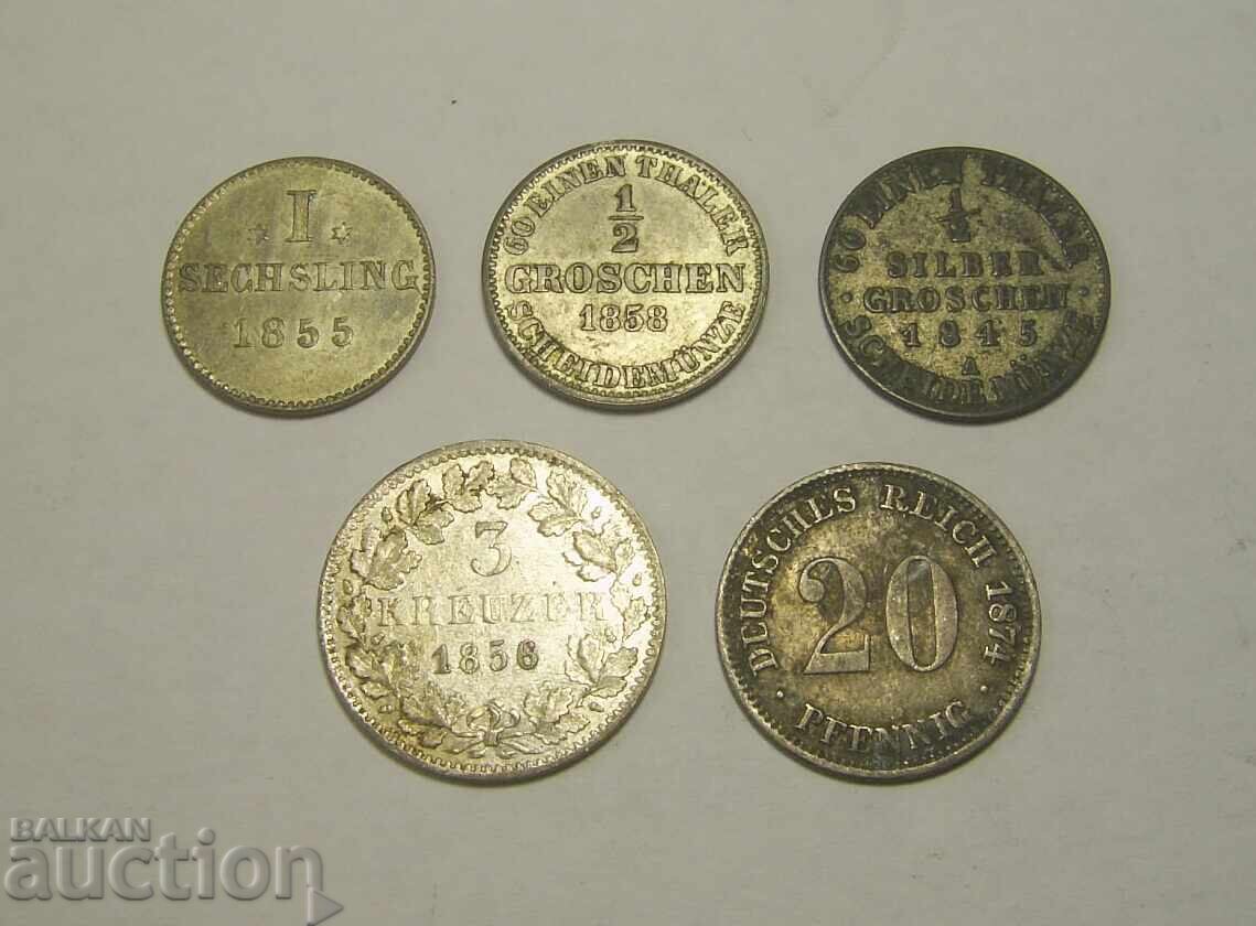 PREȚ BUN! Germania lot 5 monede vechi de argint