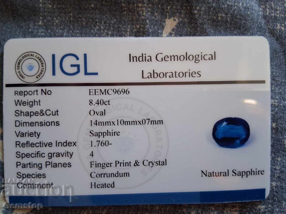 PREȚ DE START! 8.40 ct. safir natural oval, cert. IGL de la 1 ct! - 6