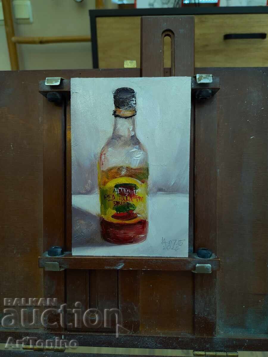 Licitație Pictură în ulei - Natură moartă - Sticluță cu sos iute - Anton Yordanov Licitație Pictură în ulei - Natură moartă - Sticluță cu sos iute - Anton Yordanov
