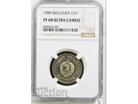 1 лев 1989 PF68 ULTRA CAMEO top pop NGC единствена!
