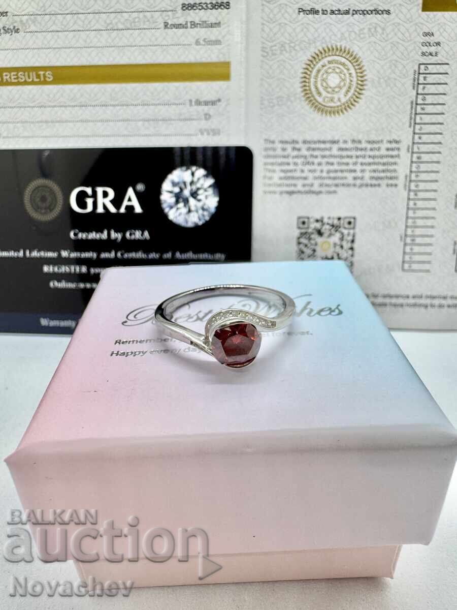 Silver ring with moissanite (Diamond) 1 carat - 6