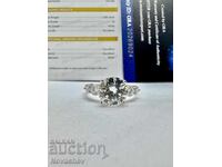 Inel din argint cu moissanit (diamant) 3.8 carate