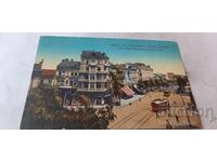 Postcard Sofia Targovska St. and Grand Hotel 1914