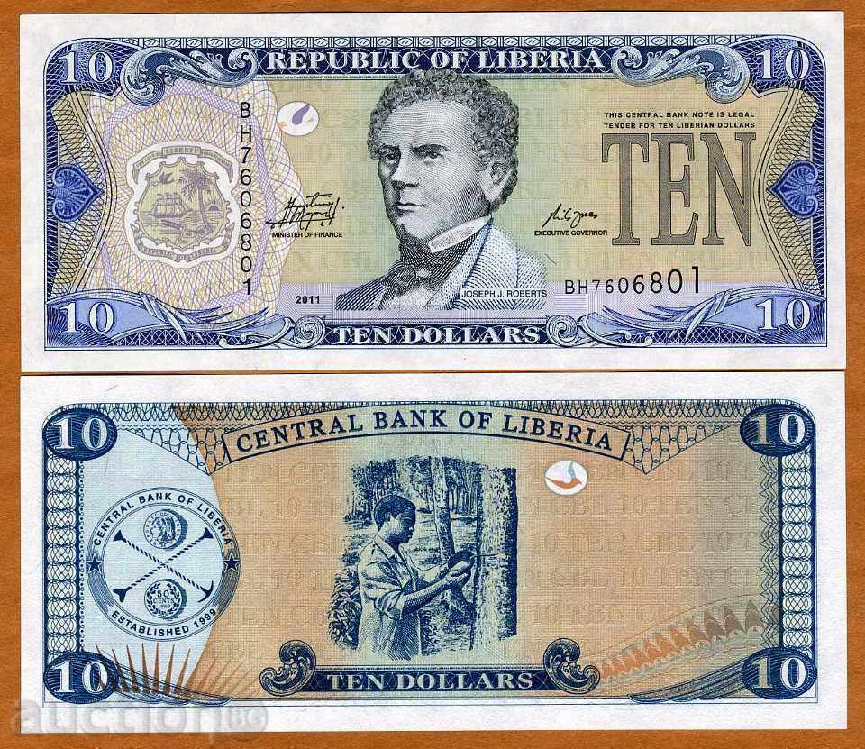 +++ LIBERIA 10 DOLARI 2011 P NOU UNC +++