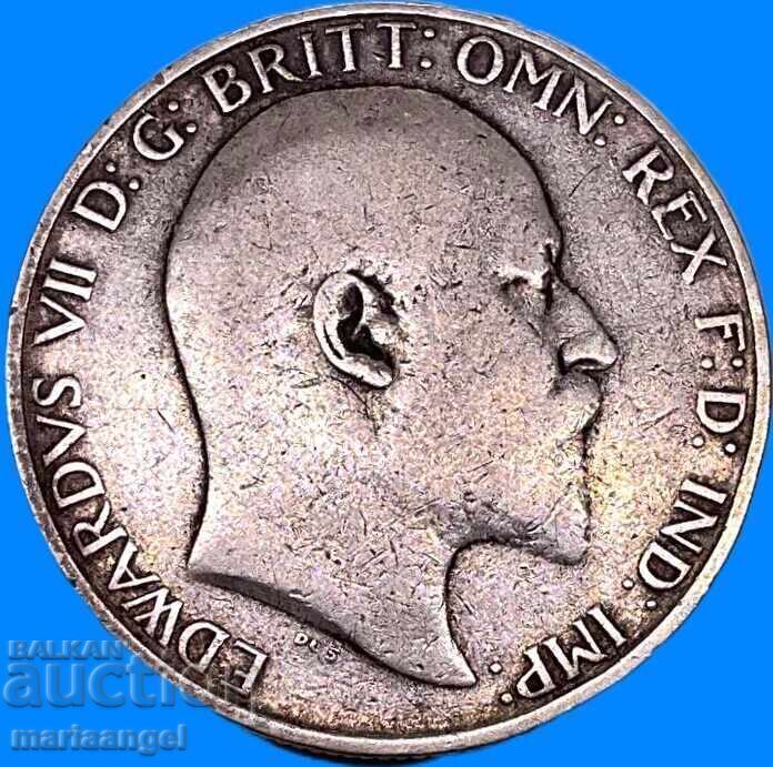 Livrarea Florin 1906 Marea Britanie 2 șilingi 11,18g Eduard VII argint