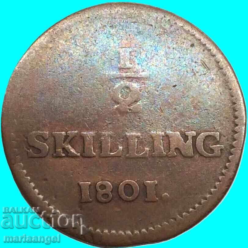 Livrarea 1/2 șiling 1801 Suedia