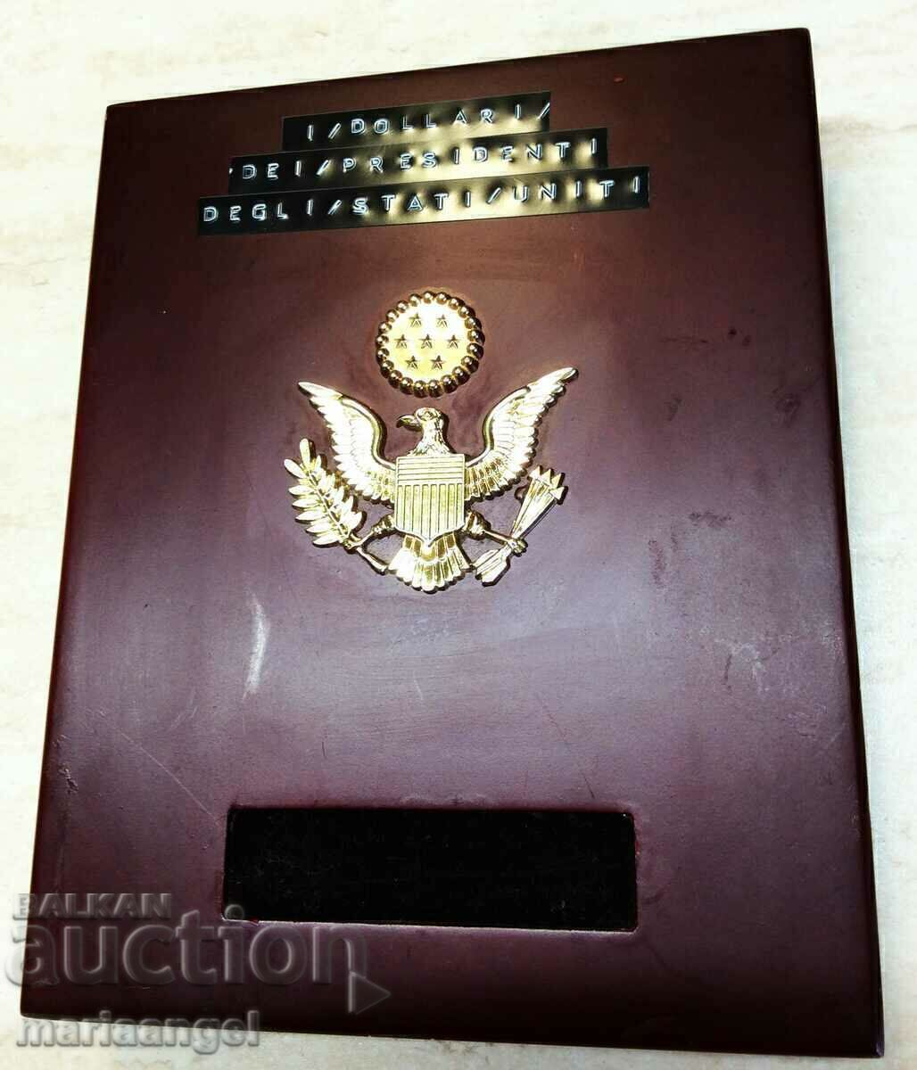 Auction  USA set 2009 - 1$ presidential dollar x 8 pcs. UNC in wood. box
