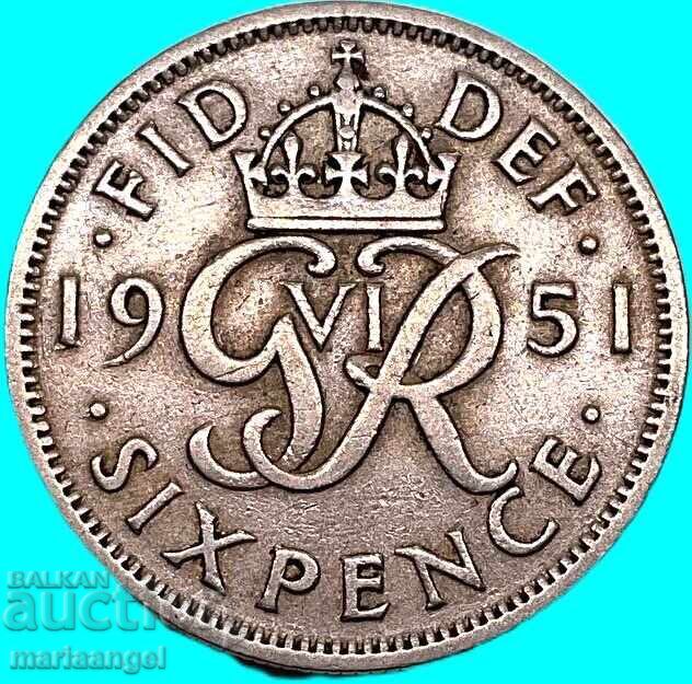 6 pence 1951 Marea Britanie - 5
