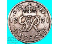 6 pence 1951 Marea Britanie