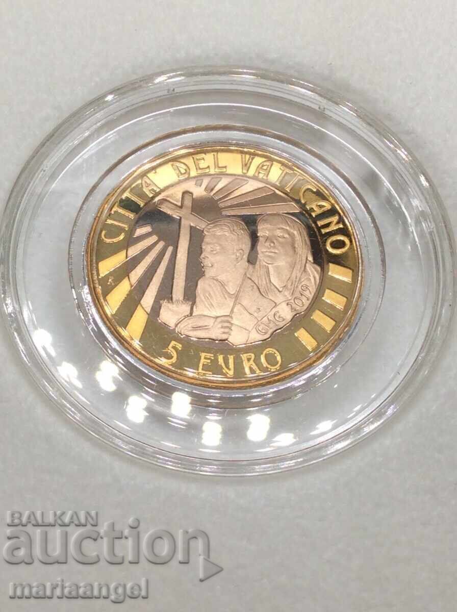 Livrarea 5 euro 2019 Vatican mint Panama Cert. bimetal - rar!