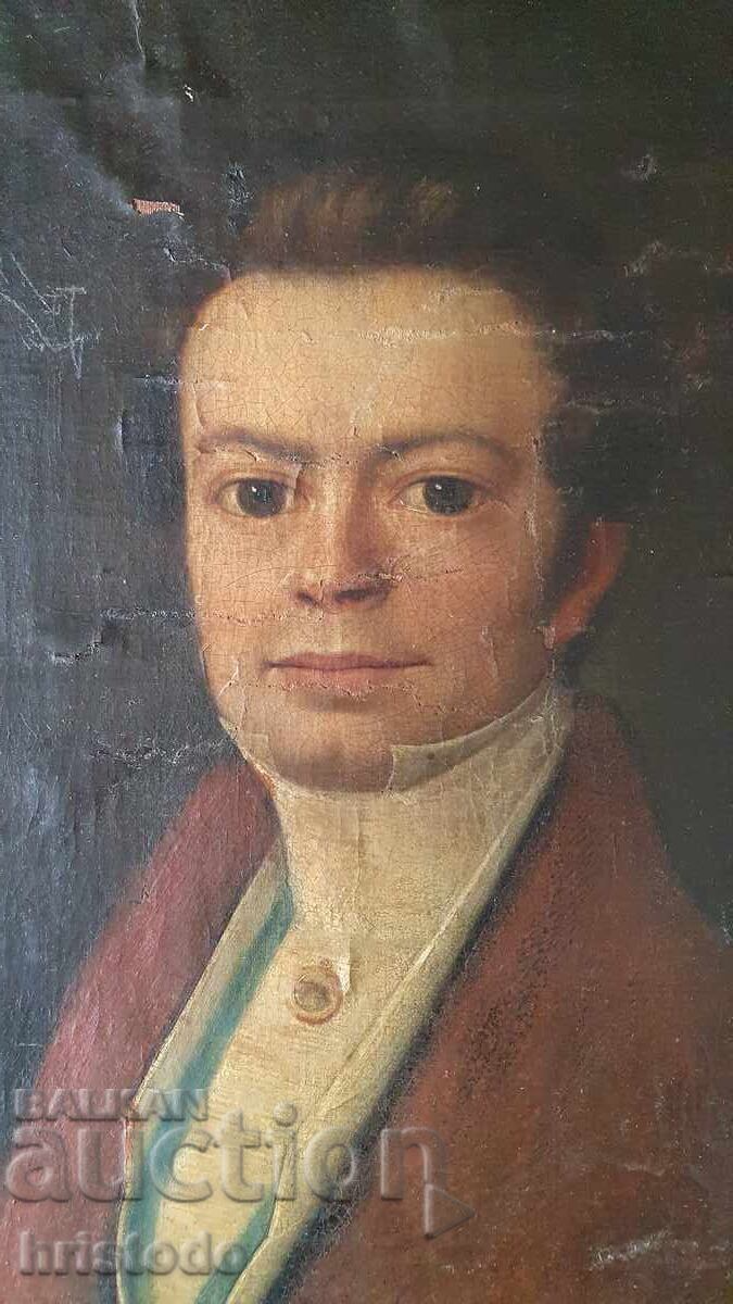 Livrarea Tablou francez foarte vechi "Portretul unui nobil"