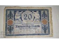 Bancnote vechi din Germania 20 Marci anul 1915