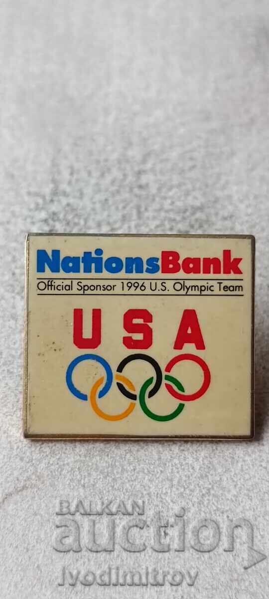 National Bank Official Sponsor 1996 U.S. Olympic Team Pin