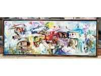 ABOVE THE ROOFS OIL PAINTING ON CANVAS DIAN PETROV 2025