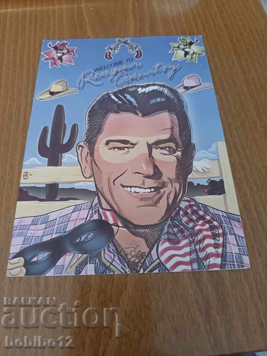 Broșură dublă - felicitare Ronald Reagan