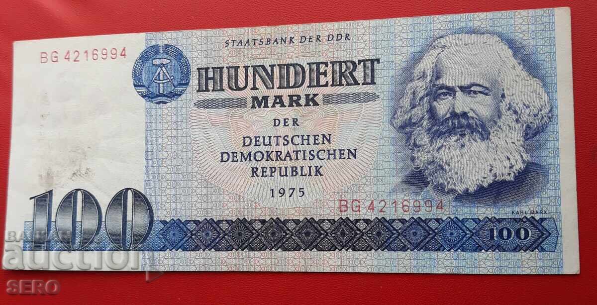 Bancnotă-Germania-RDG-100 mărci 1975