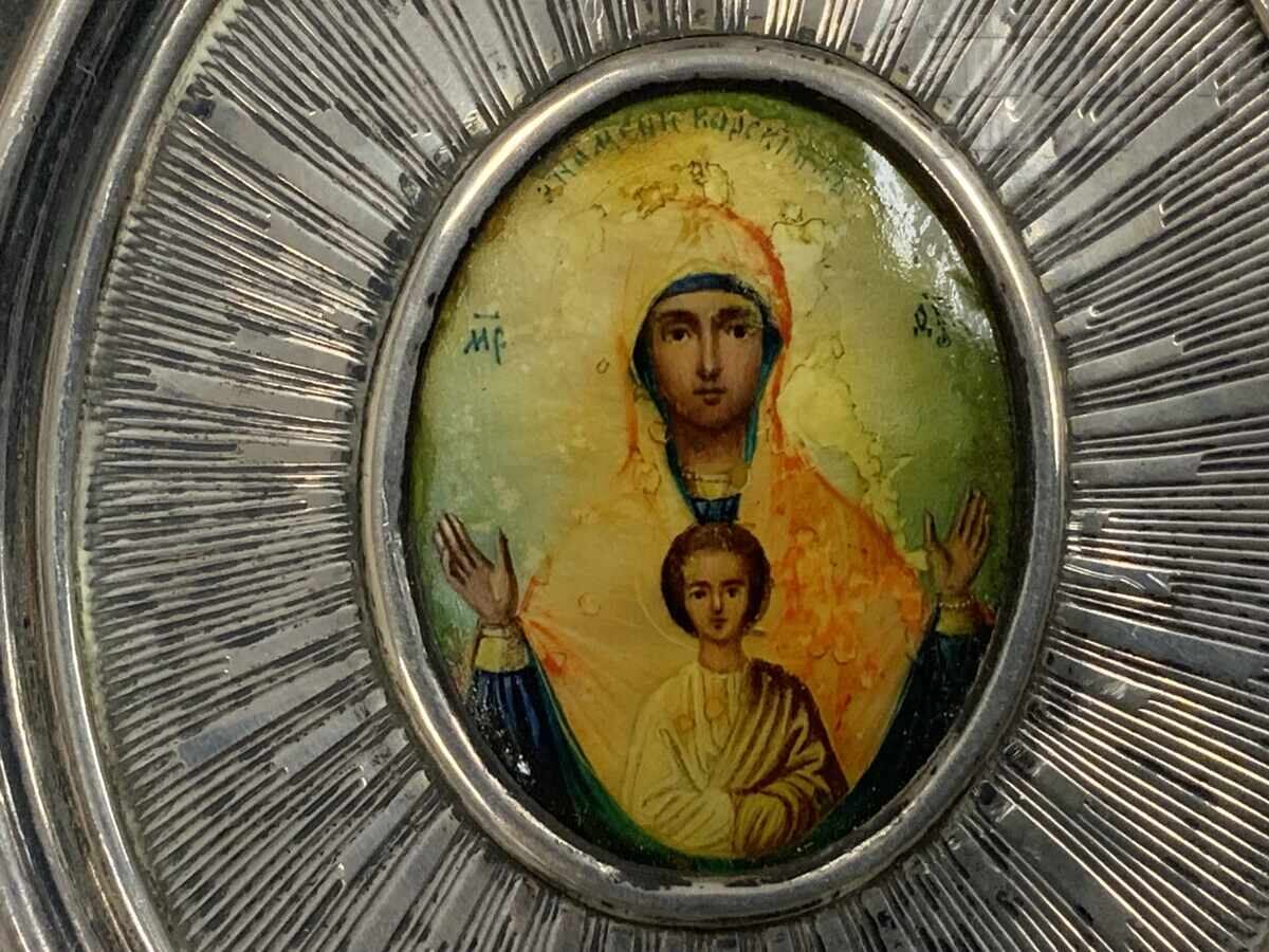 Russian silver icon painted on mother-of-pearl - 5