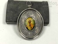 Russian silver icon painted on mother-of-pearl