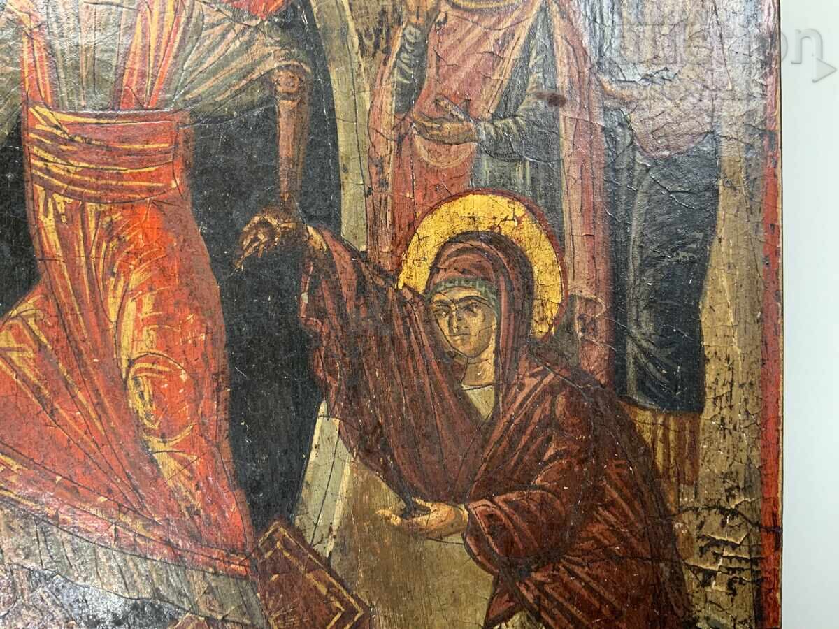 Аукцион Стара рисувана икона Христос ,Възкресение ,светци