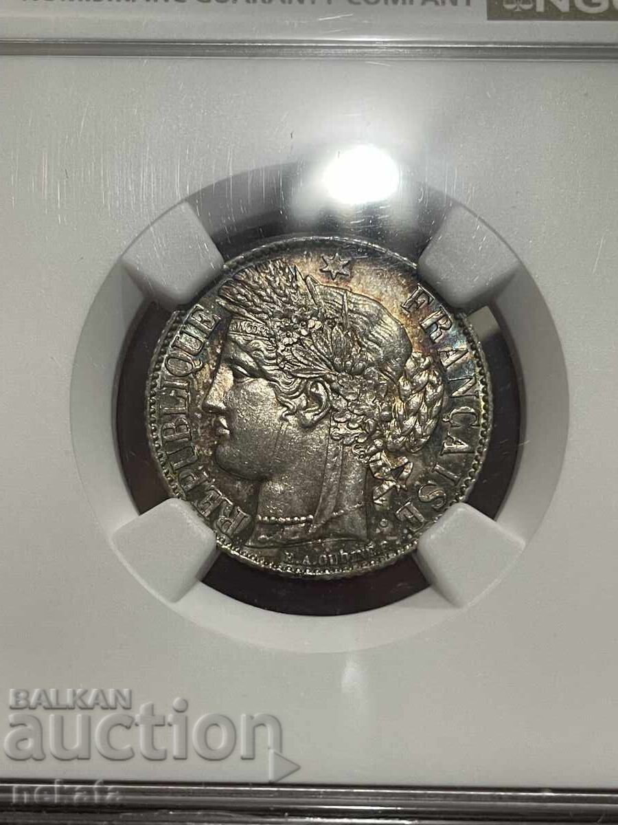 France, 1 Franc 1888 UNC Details NGC with price € 50.00 | 97.79 BGN