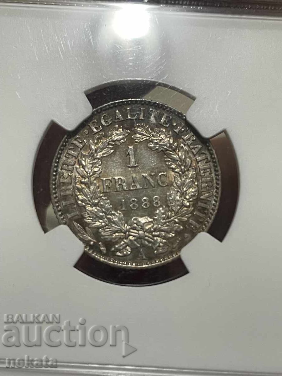 Auction  France, 1 Franc 1888 UNC Details NGC