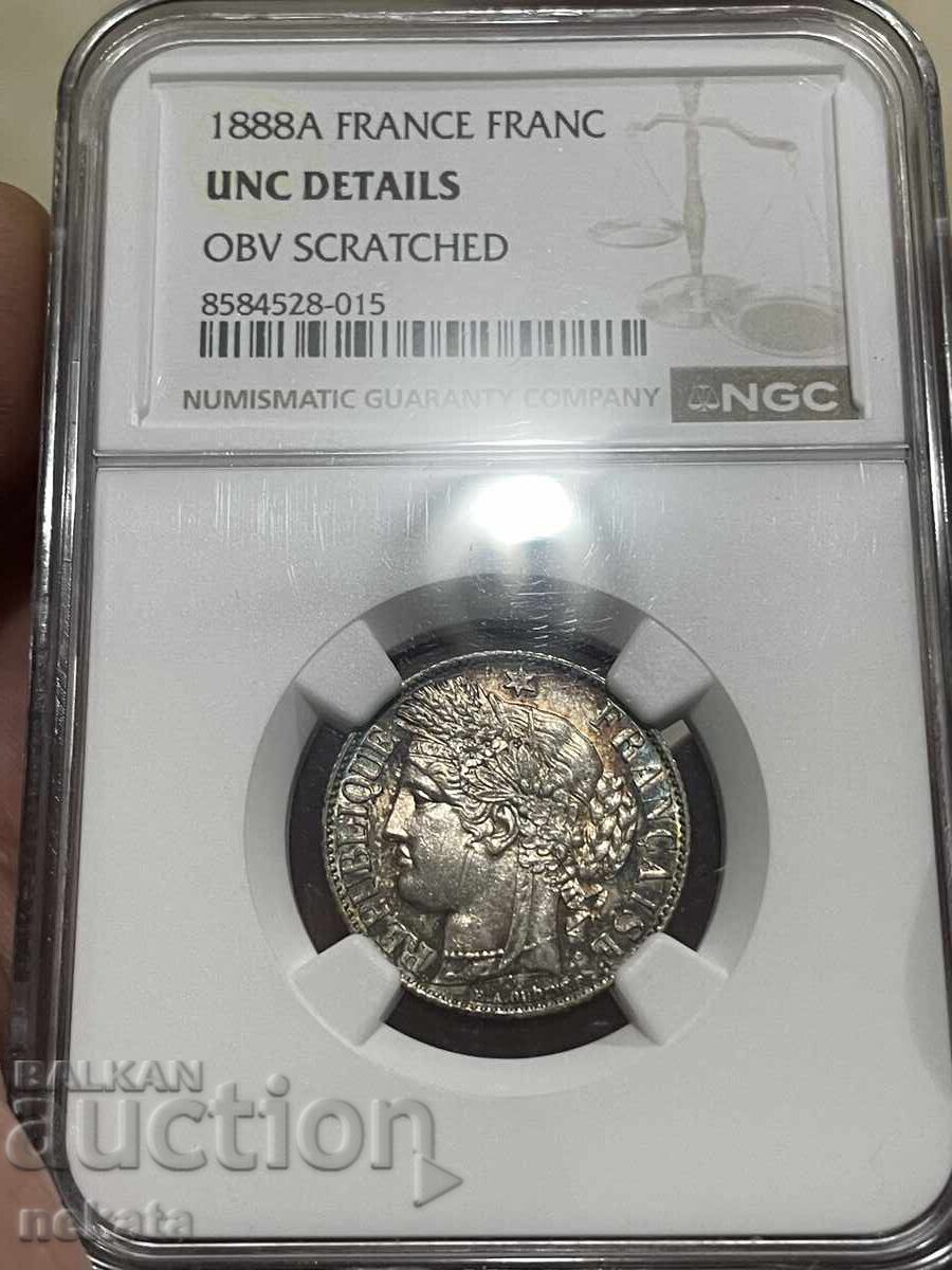 France, 1 Franc 1888 UNC Details NGC