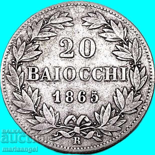 Ватикан 20 байочи 1865 сребро